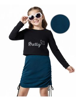 Hola Bonita - Knit Three Fourth Sleeves Solid Colour Dress With T-Shirt