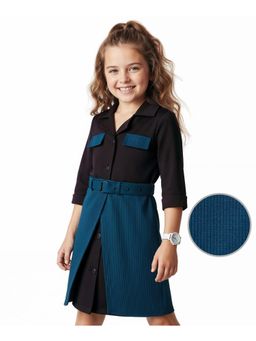 Hola Bonita - Knit Three Fourth Sleeves Front Open Dress With Belt