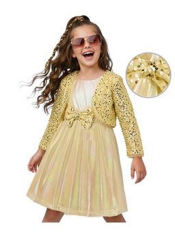 Hola Bonita - Woven Shimmered Party Dress With Jacket