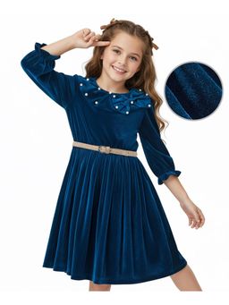 Hola Bonita - Knit Velvet Party Dress With Belt