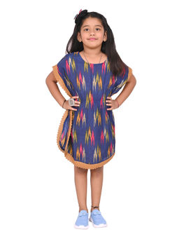 Cloth Bites - Girls Printed Cotton Regular Fit Kurti Style Kaftan Blue