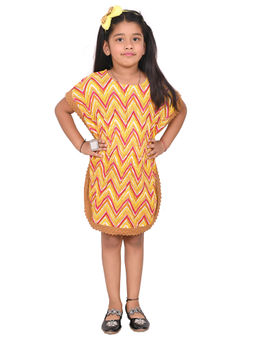 Cloth Bites - Girls Printed Cotton Regular Fit Kurti Style Kaftan Multi-Color