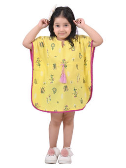 Cloth Bites - Girls Printed Cotton Regular Fit Kurti Style Kaftan Yellow