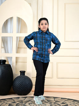 Cloth Bites - Kids Cotton Shirt - Regular Fit Shirt For Girls & Boys Navy Blue