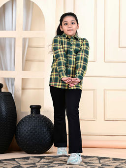 Cloth Bites - Kids Cotton Shirt - Regular Fit Shirt For Girls & Boys Geen/Yellow