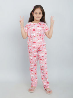 Ninos Dreams - Peach Unicorn Night Suit (Set of 2)