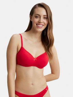 Jockey - 1723 Wirefree Padded Cotton Elastane Medium Coverage T-Shirt Bra - Sangria Red