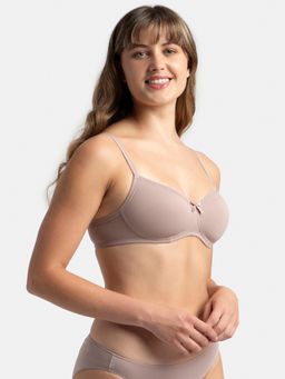 Jockey - 1723 Wirefree Padded Cotton Elastane Medium Coverage T-shirt Bra - Mocha