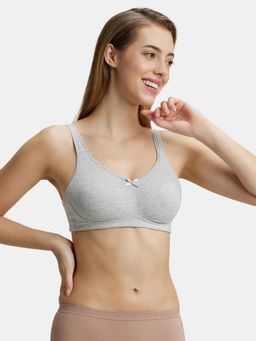 Jockey - FE41 Wirefree Non Padded Cotton Elastane Full Coverage Everyday Bra - Grey Mel