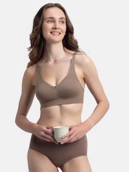 Jockey - FE41 Wirefree Non Padded Cotton Elastane Full Coverage Everyday Bra - Deep Taupe