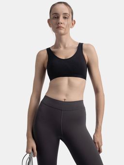 Jockey - 1376 Wirefree Non Padded Cotton Elastane Active Bra - Black