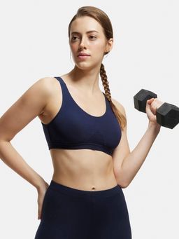 Jockey - 1376 Wirefree Non Padded Cotton Elastane Active Bra - Navy Blazer