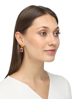 Yellow Chimes - Pink and Blue Gold-toned Spark Drop Earrings