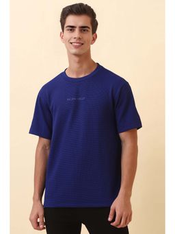 Allen Solly - Men Blue Textured Crew Neck T-Shirt