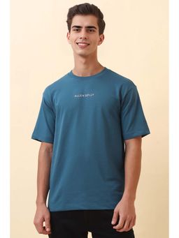 Allen Solly - Men Blue Solid Crew Neck T-Shirt