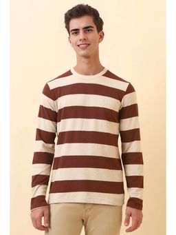 Allen Solly - Men Beige Colorblock Crew Neck T-Shirt