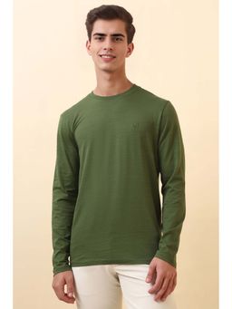 Allen Solly - Men Green Textured Crew Neck T-Shirt