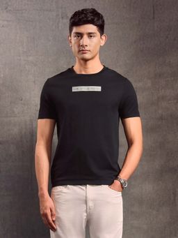 U.S. Polo Assn. Denim Co. - Men Black Solid Regular Fit T-Shirt