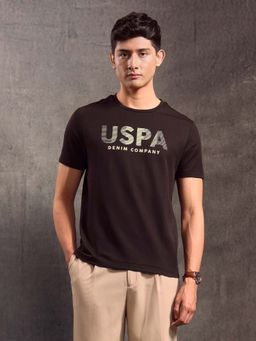U.S. Polo Assn. Denim Co. - Men Brown Brand Embossed Regular Fit T-Shirt