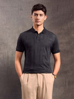 U.S. Polo Assn. Denim Co. - Men Black Typography Printed Regular Fit Polo T-Shirt