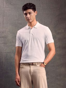 U.S. Polo Assn. Denim Co. - Men White Typography Printed Regular Fit Polo T-Shirt