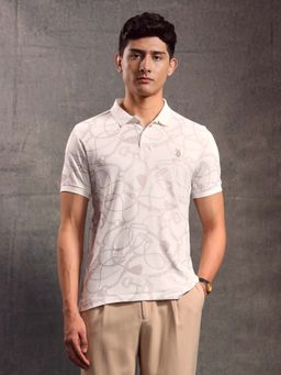 U.S. Polo Assn. Denim Co. - Men White Printed Muscle Fit Polo T-Shirt