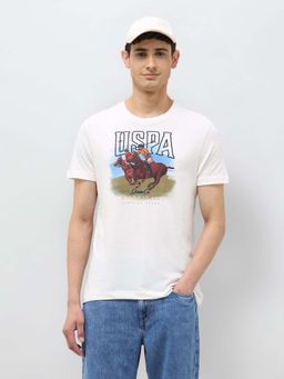 U.S. Polo Assn. Denim Co. - Men White Graphic Print Regular Fit T-Shirt