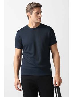 Van Heusen - Men Navy Solid Crew Neck T-Shirt