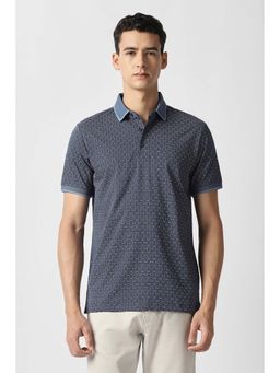 Van Heusen - Men Navy Blue Printed Polo T-Shirt