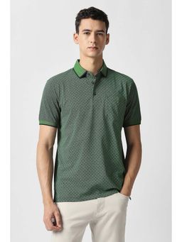 Van Heusen - Men Green Printed Polo T-Shirt