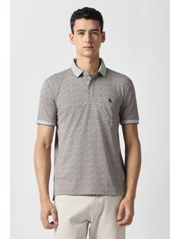 Van Heusen - Men Grey Floral Print Polo T-Shirt