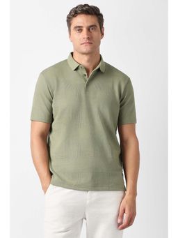 Van Heusen - Men Green Textured Polo T-Shirt