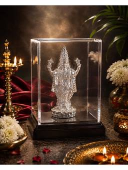 SAMIKA - 999 Silver Divya Balaji Idol Car Dashboard with Premium Display Case