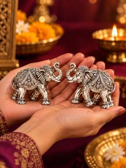 SAMIKA - 999 Silver Elephant Pair Gift Box