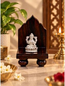 SAMIKA - 925 Silver Lakshmi Idol with Rose Wood Singhasan