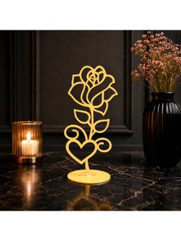 Voncasa - Yellow Rose Heart Metal Romantic Decorative Stand
