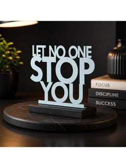 Voncasa - Let No One Stop You Grey Metal and Wood Tabletop Decor Quote Stand Showpiece