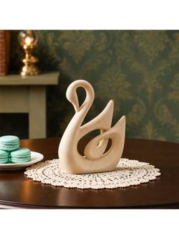 Voncasa - Beige Recycled Marble Swan Decorative Tabletop Showpiece