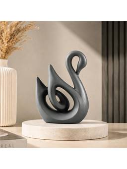 Voncasa - Black Recycled Marble Swan Decorative Sculpture