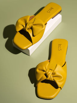 Inc.5 - Women Yellow Bow Strap Flats
