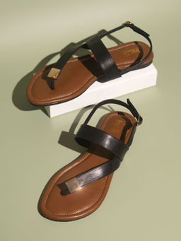 Inc.5 - Women Black Solid Buckled Flats