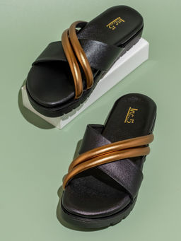 Inc.5 - Women Black Casual Cross Straps Flats