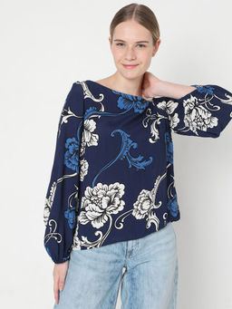 VERO MODA - Women Floral Navy Blue Top