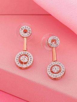 Estele - Rose Gold Plated CZ Sparkling Circular Designer Earrings for Women