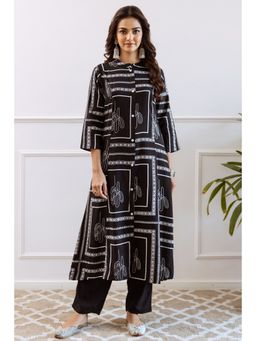 Nehamta - Women's Black German Rayon Kurta and Pant (Set of 2)