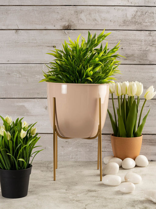 Metalsmith Peach Table Planter With Stand (Standard) (Set of 2)
