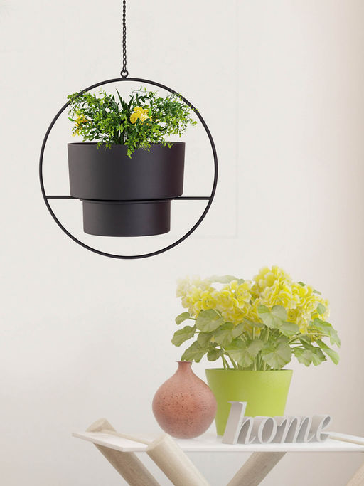 Metalsmith Elegent Black Metal Hanging Planter (Set of 1)