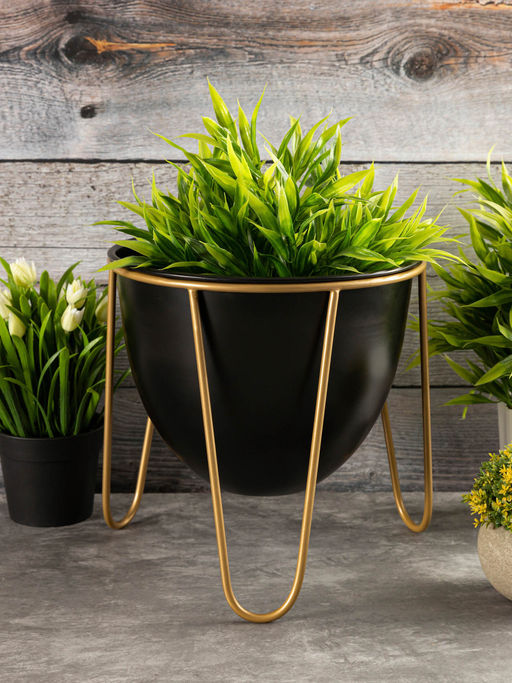 Metalsmith Black Table Planter With Stand (Standard) (Set of 2)