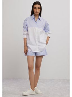 Pallavi Swadi - Sky Blue Swarovski Block Shorts Co-Ord Set