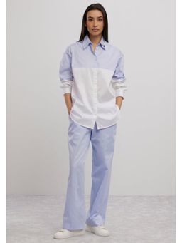 Pallavi Swadi - Sky Blue Swarovski Block Co-Ord Set